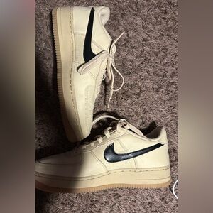 Nike Beige and Black Low-Top air forces